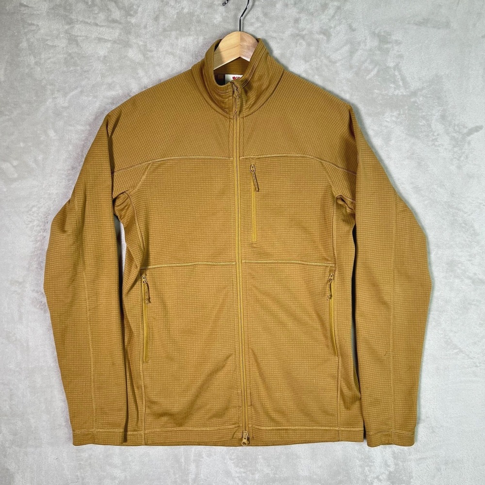 Fjallraven Abisko Lite Mens Size M Buckwheat Brown Fleece Jacket Packable